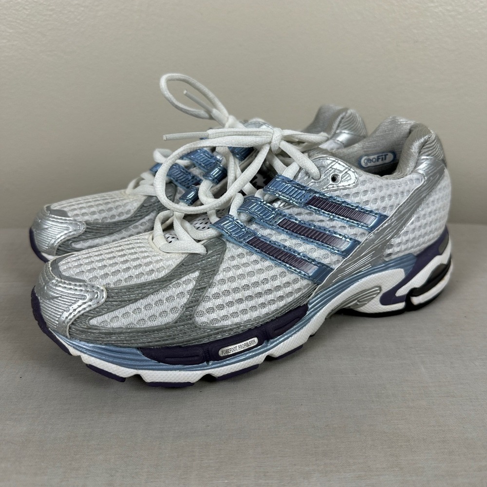 Adidas Womens 6 Supernova Running Shoes White Silver Blue Vintage *Miss insoles*